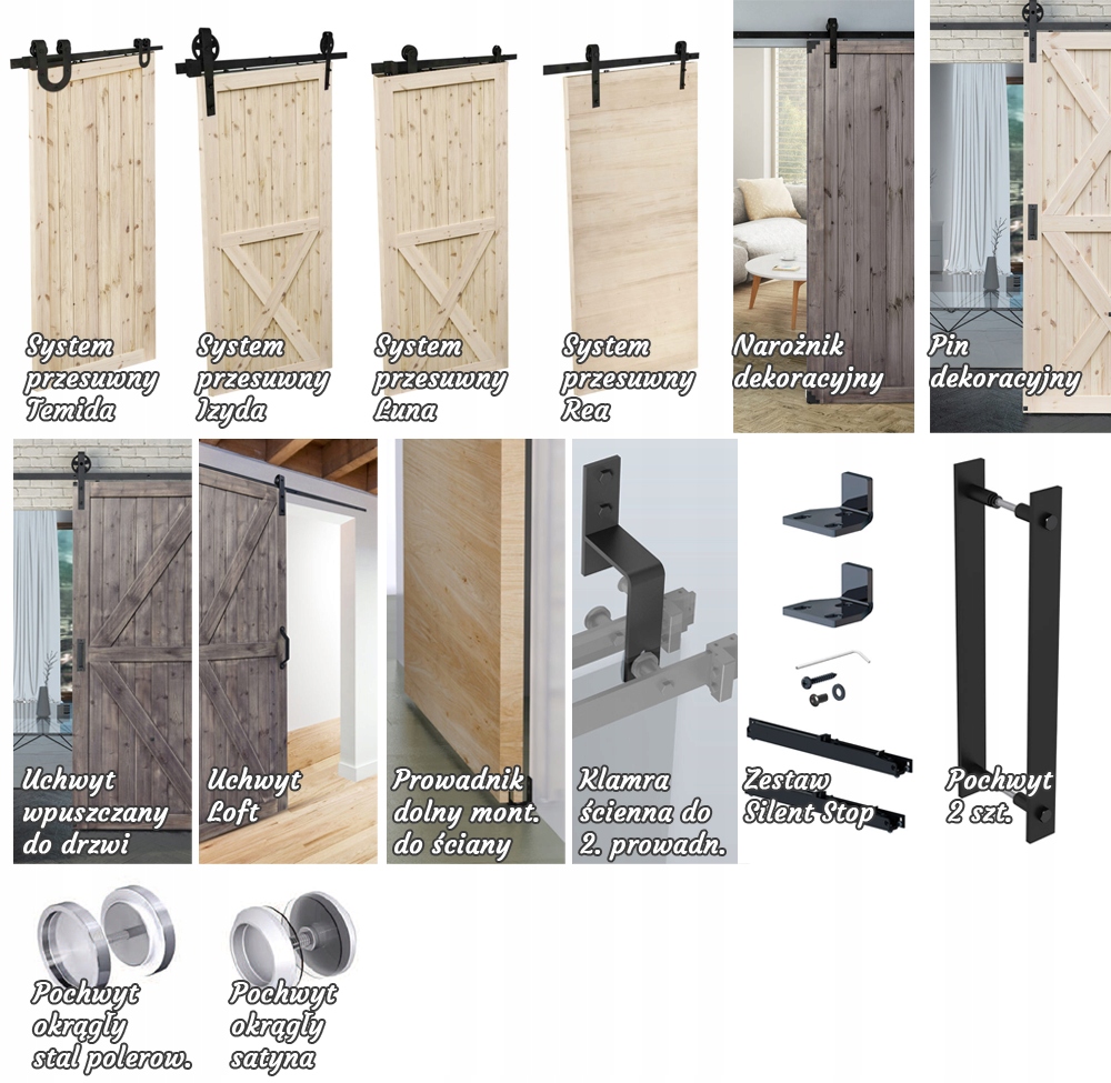 DRZWI SOSNOWE PRZESUWNE LOFT RUSTIC XX 70 Strona lewe prawe uniwersalne