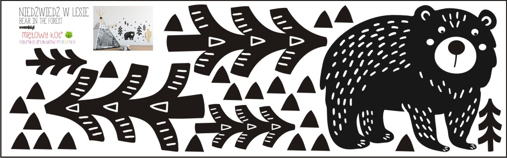 Naklejki ścienne NIEDŹWIEDŹ LAS 150x100 HIT! Płeć Chłopcy Dziewczynki