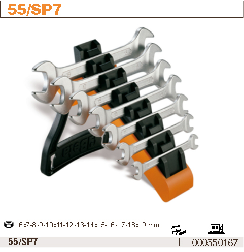 БЕТА-НАБОР ПЛОСКИХ КЛЮЧЕЙ 6-19 ММ СТЕНД 55 / SP7