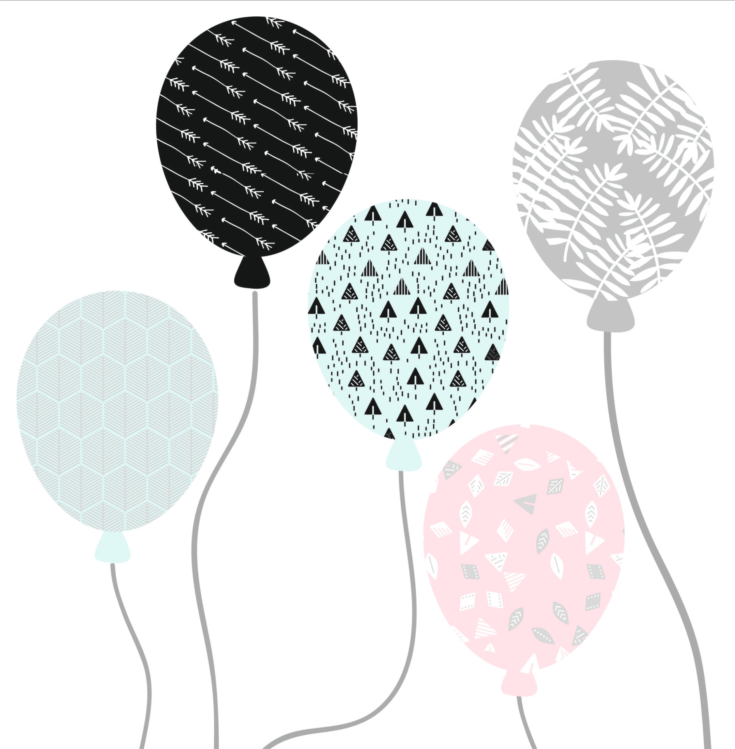 

Dekoracja na ścianę balony baloniki wzorki dekor