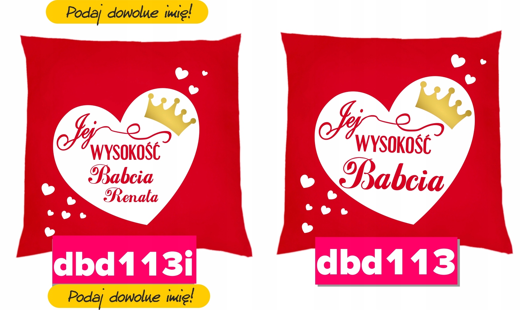 CZERWONA PODUSZKA DZIEŃ BABCI DZIADKA PREZENT Długość 40 cm