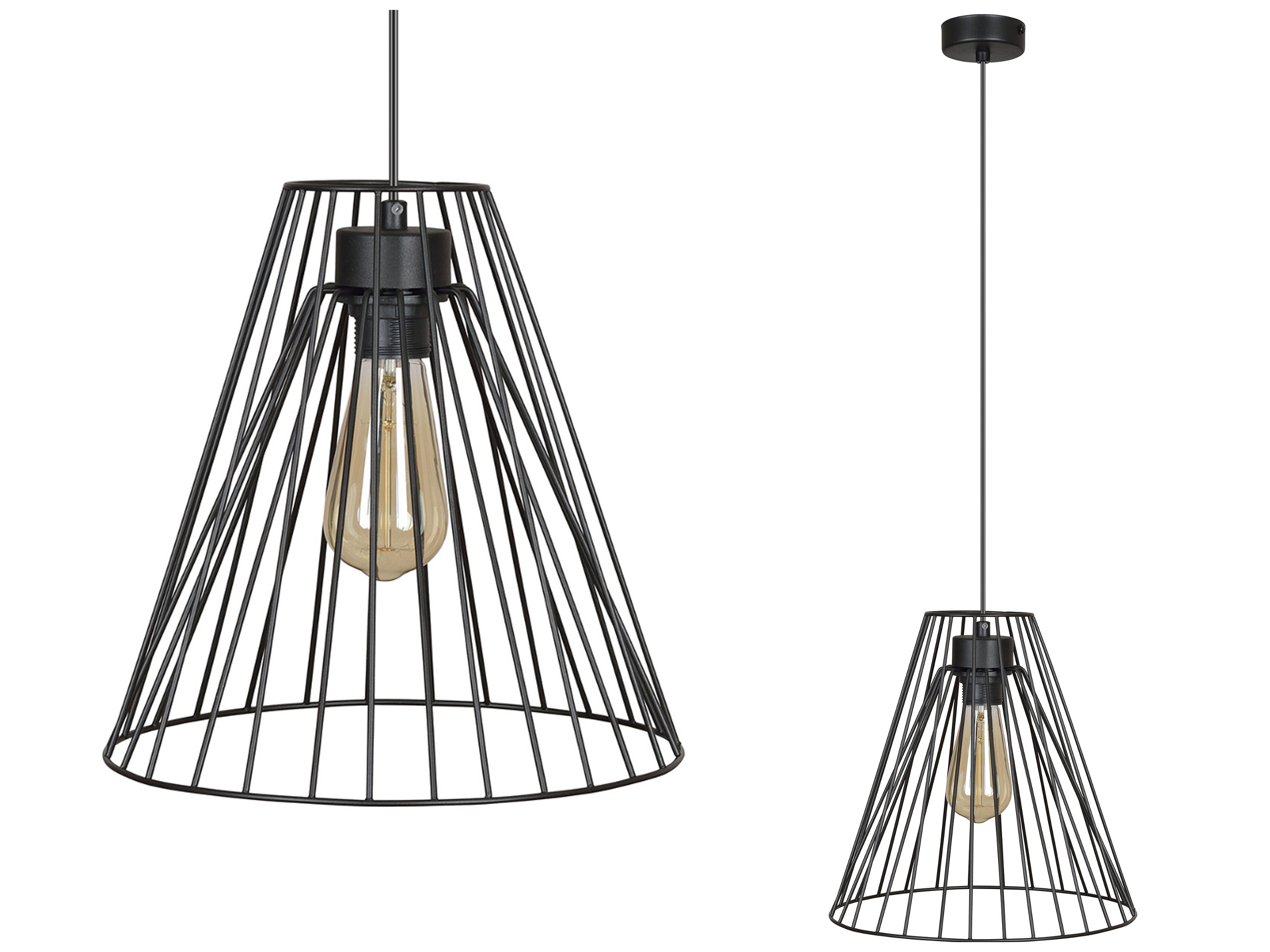 

Nowoczesna Lampa Wisząca z Drucianym Kloszem Loft