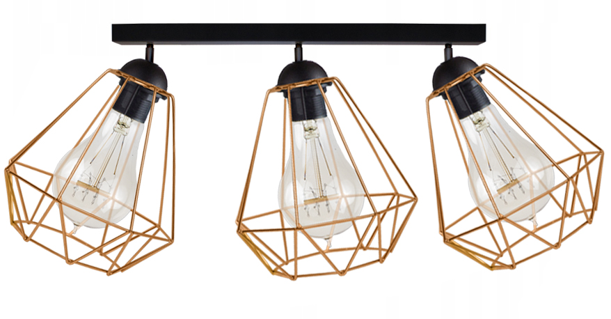 

Sufitowa Lampa Plafon Diament Loft Edison Miedź