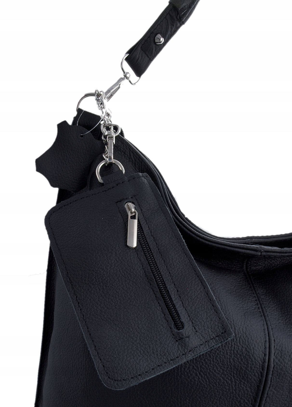 TOREBKA SKÓRZANA WOREK CZARNA LISTONOSZKA TORBA Materiał dominujący skóra naturalna