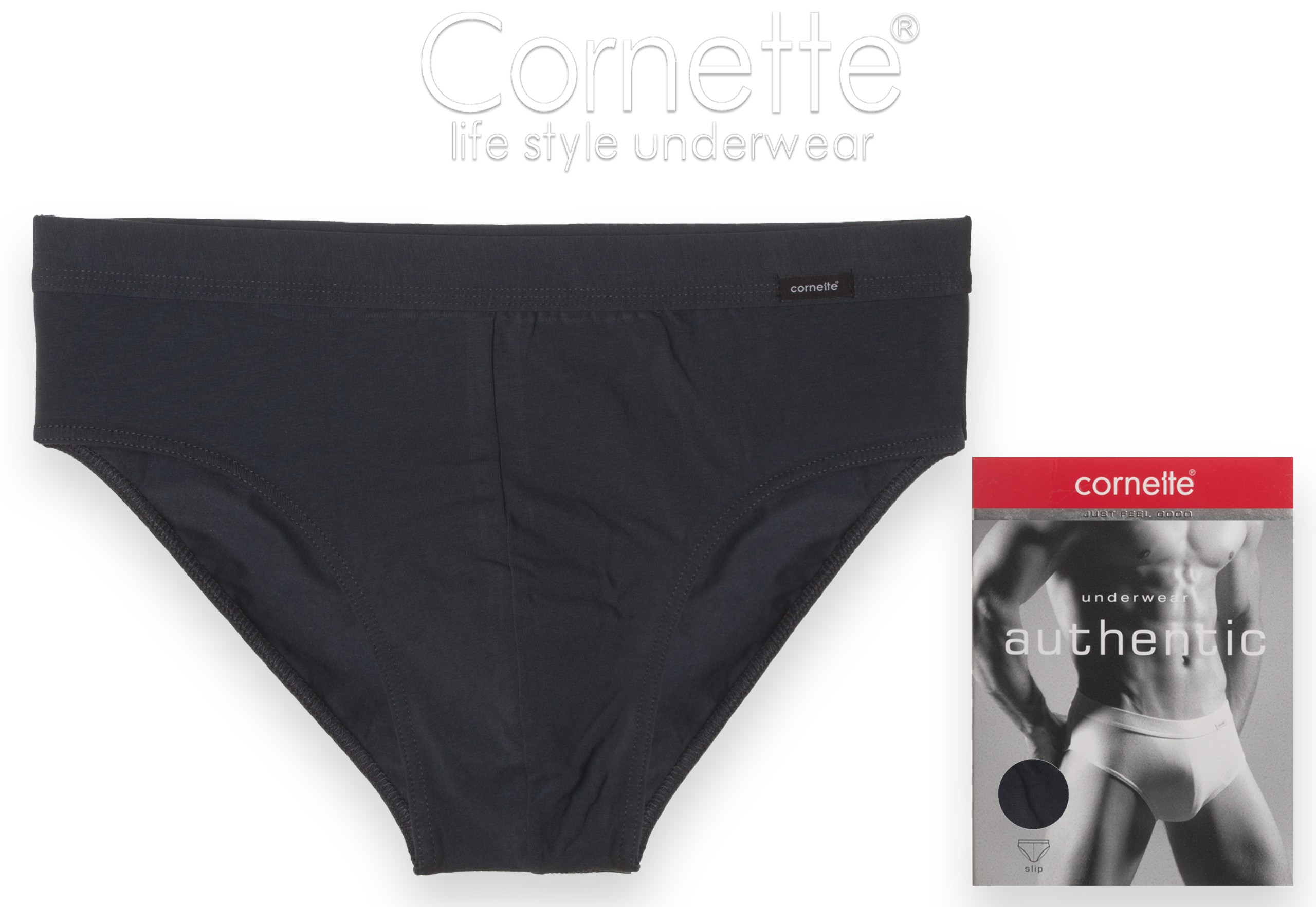 CORNETTE AUTHENTIC Slipy bawełna czarne rozm. L Marka Inna marka