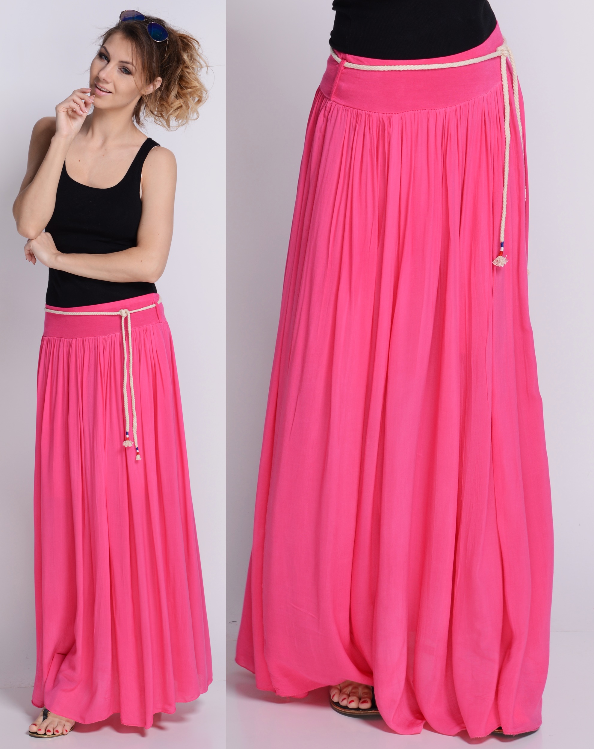 SPÓDNICA MAXI Zwiewna Marszczona KOLORY HIT! UNI Wzór dominujący inny wzór