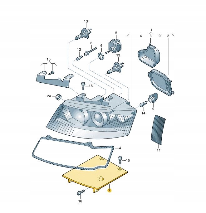 MOCOWANIE DOLNE PŁYTA REFLEKTORA AUDI A4 B6 LEWA Strona zabudowy lewa
