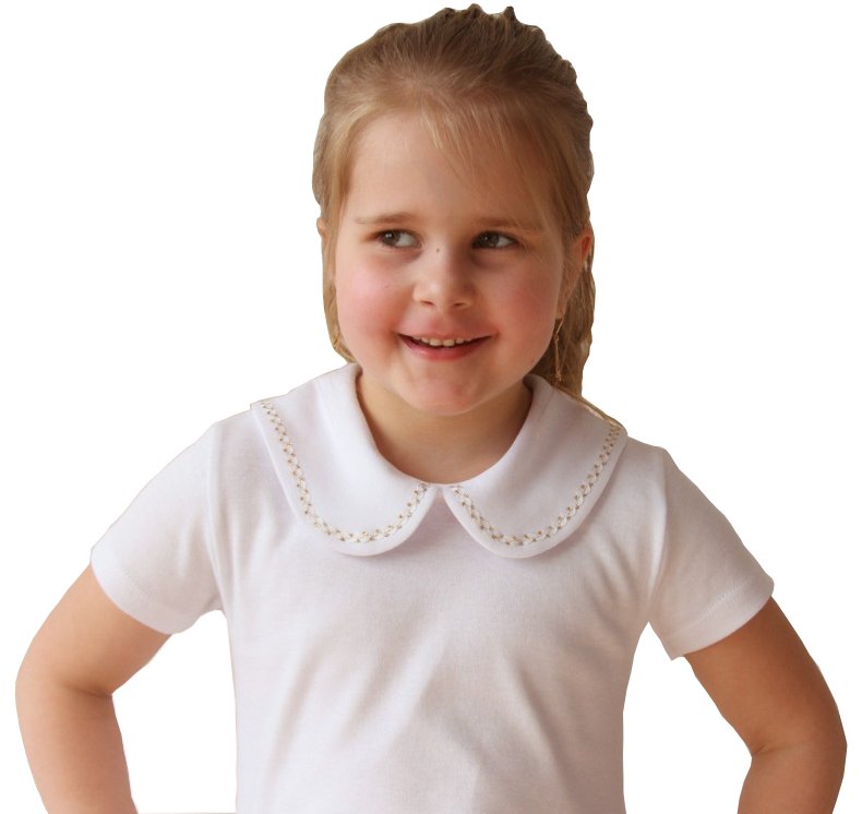 BLUZKA BIAŁA KRÓTKI PROSTY RĘKAW ROZ. 152