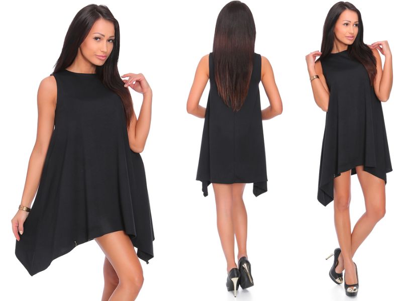 ASYMETRYCZNA sukienka TUNIKA glamur __ L / 40 Rękaw krótki rękaw