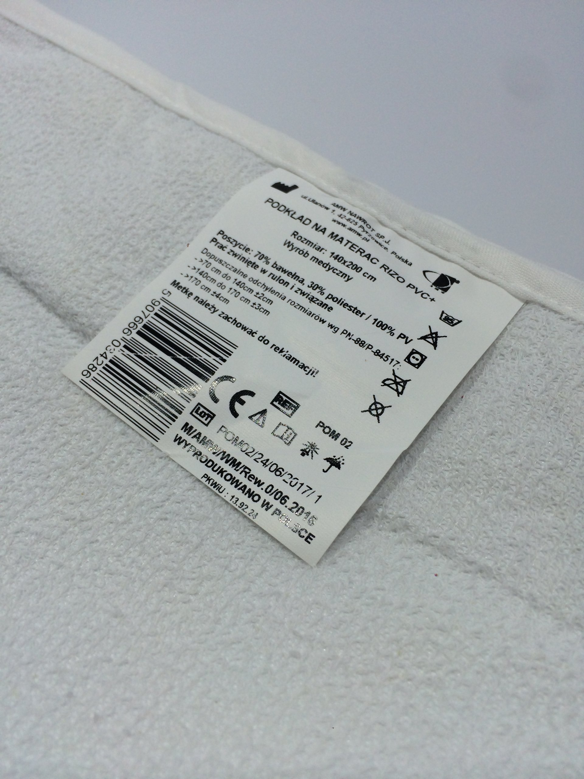 PODKŁAD OCHRONNY 90x200 MATERAC NIEPRZEMAKLANY PVC Długość 200 cm