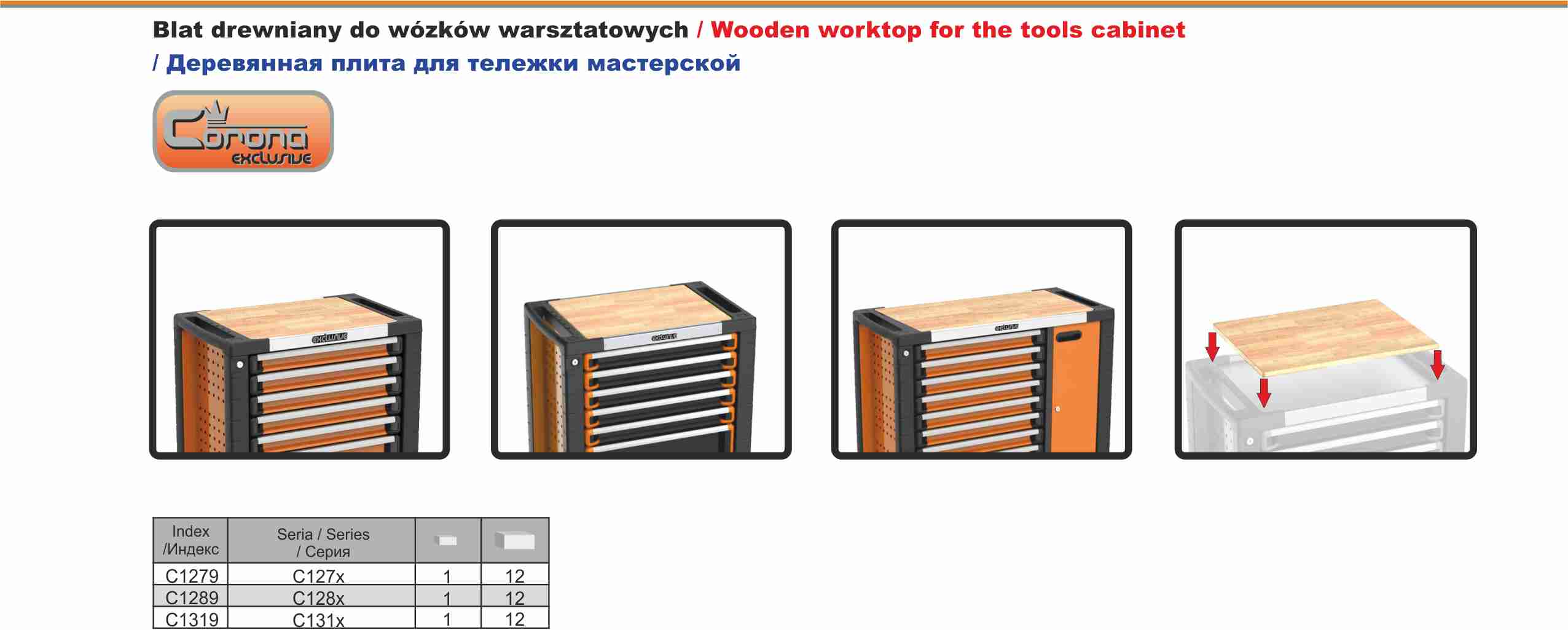 BLAT DO SZAFEK WOZKOW WARSZTATOWYCH CORONA C1319 Producent code C1319