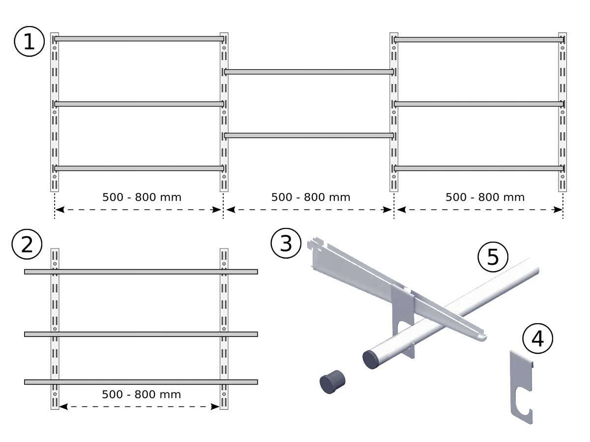 WSPORNIK PÓŁKI REGAŁ ŚCIENNY METALOWY U 47 SREBRNY Producent Element System