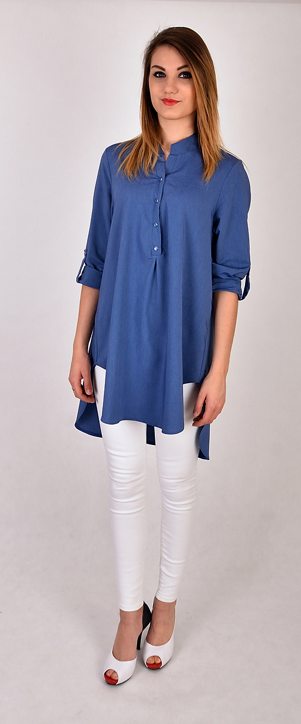 DŁUGA ASYMETRYCZNA KOSZULA TUNIKA KOLORY R - 46 Linia plus size (duże rozmiary)