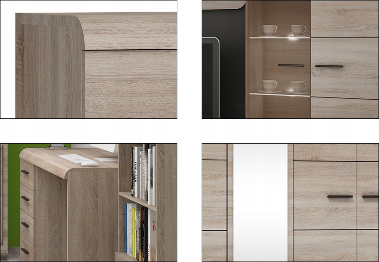 komoda witryna z półkami LARGO 10 Kolor mebla dąb sonoma