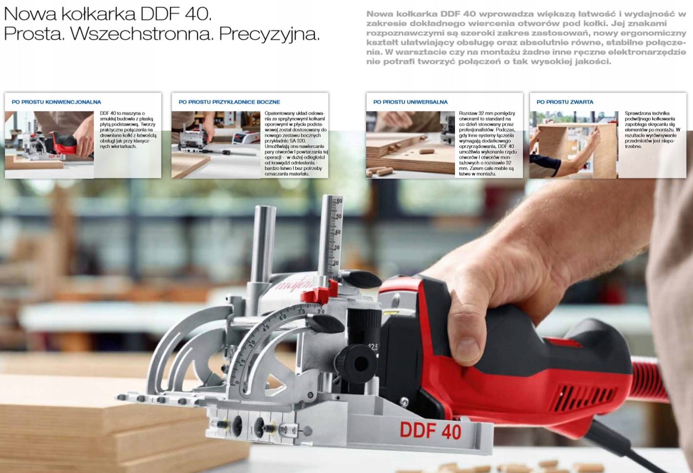 Kołkarka DDF 40 MaxiMAX MAFELL -- NOWOŚĆ -- ZESTAW Waga urządzenia 2.8 kg