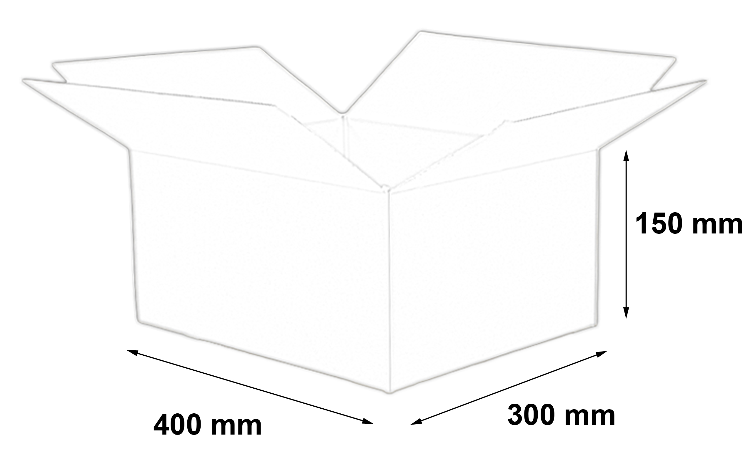 PUDEŁKO KARTON KLAPOWE 400x300x150 mm 400gB 100szt Długość zewnętrzna 40 cm