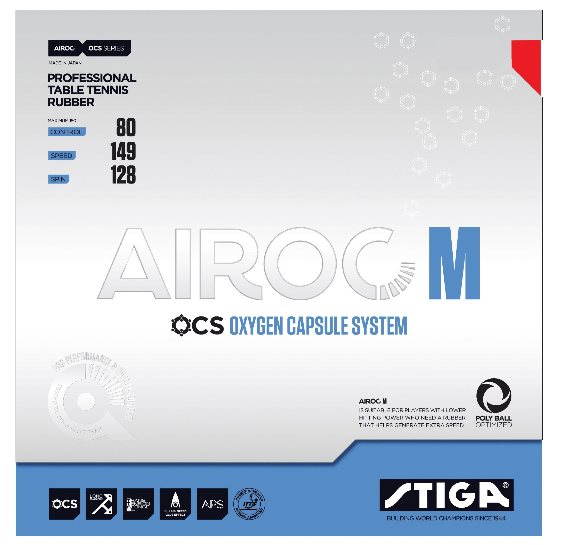 Obklad Stiga Airoc M 1,9 červený Stolní tenis