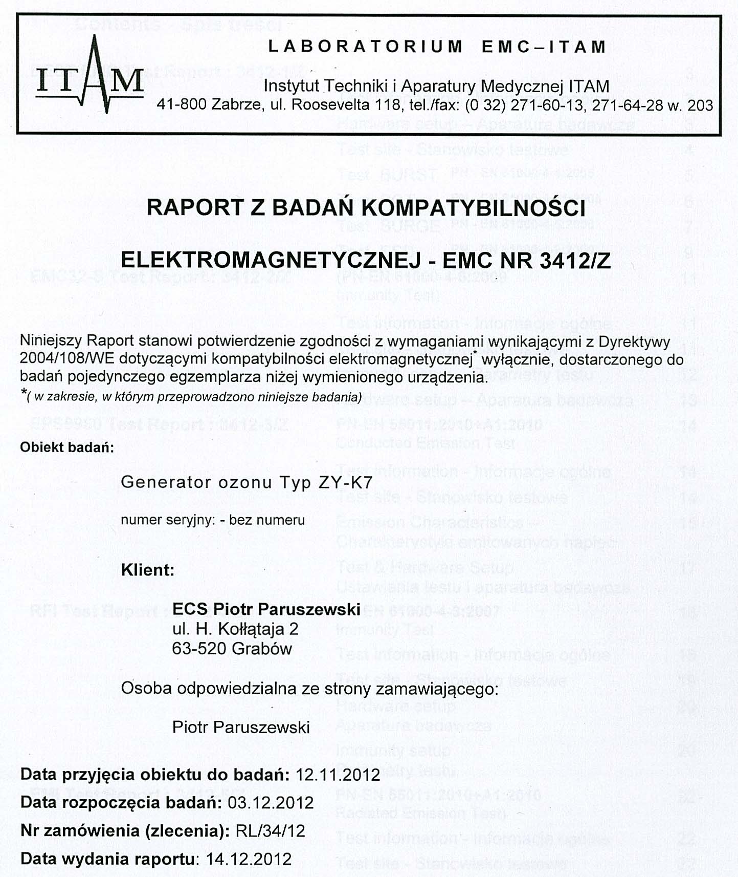 OZONATOR POLSKI GENERATOR OZONU 30 g h Producent code ZY K30