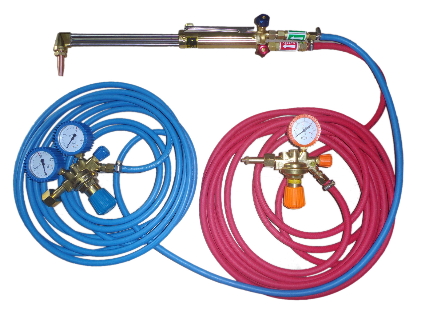 Řezací hořák na acetylen-kyslík 50 cm, sada, smontovaný a připravený k použití