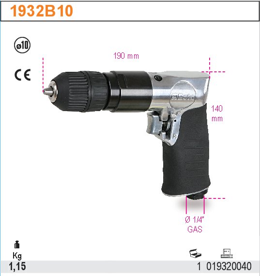 10 ММ БЕТА 1932B10 ПНЕВМАТИЧЕСКИЙ СВЕРЛИЛЬНЫЙ СТАНОК