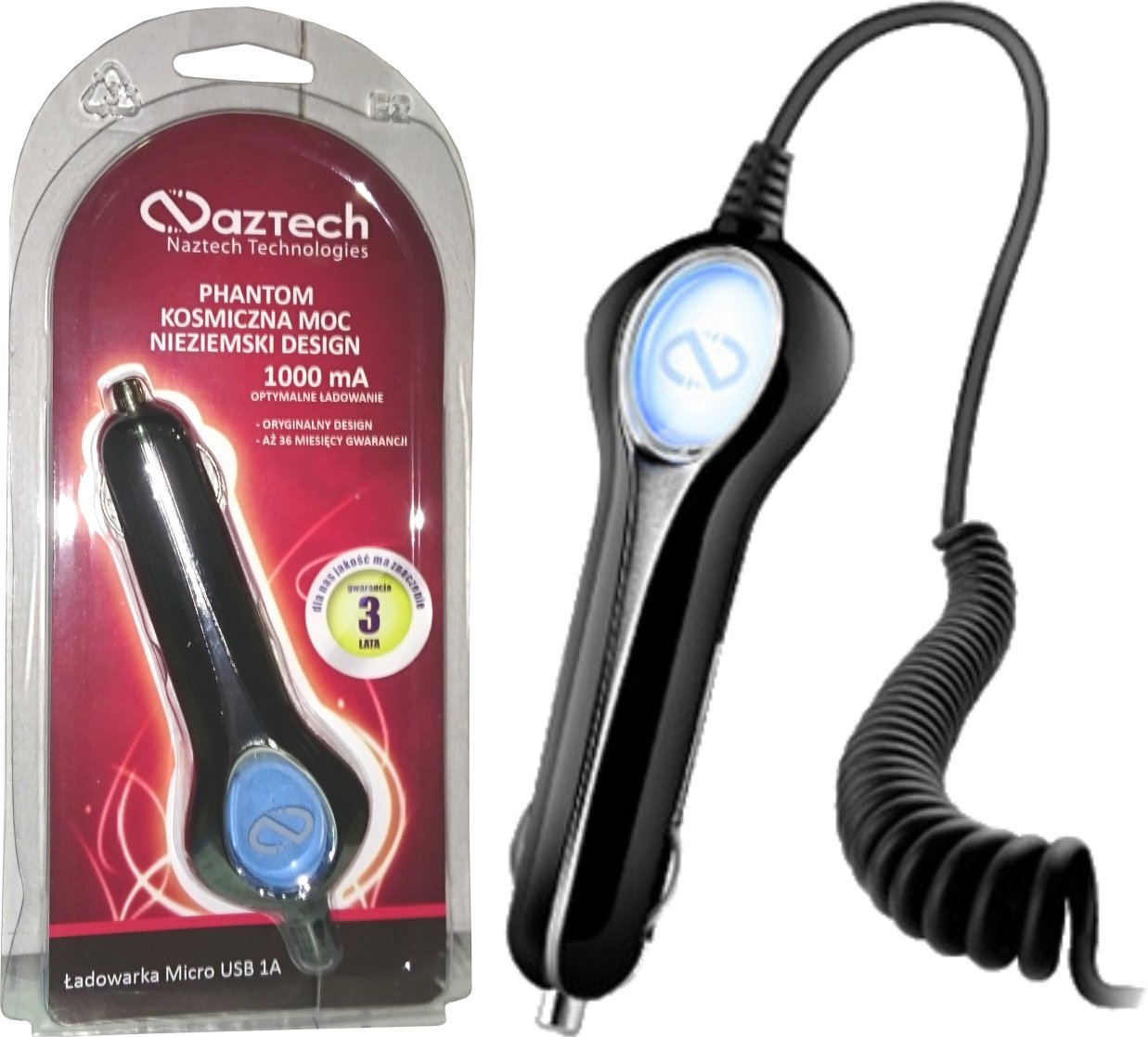

Naztech Phantom ładowarka samoch Micro Usb 1A