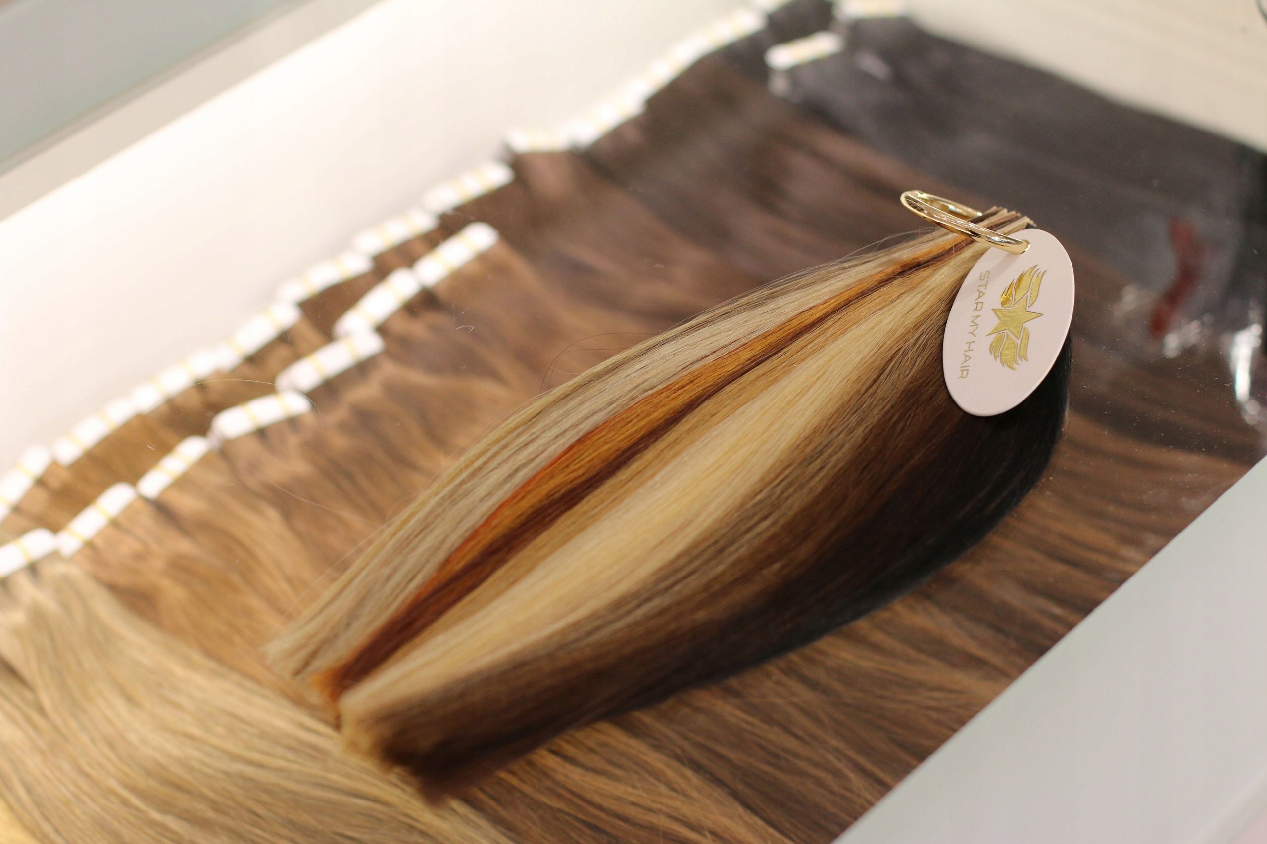 Клип в наращивание волос натуральный 40 45 см ленты бренд Star My Hair