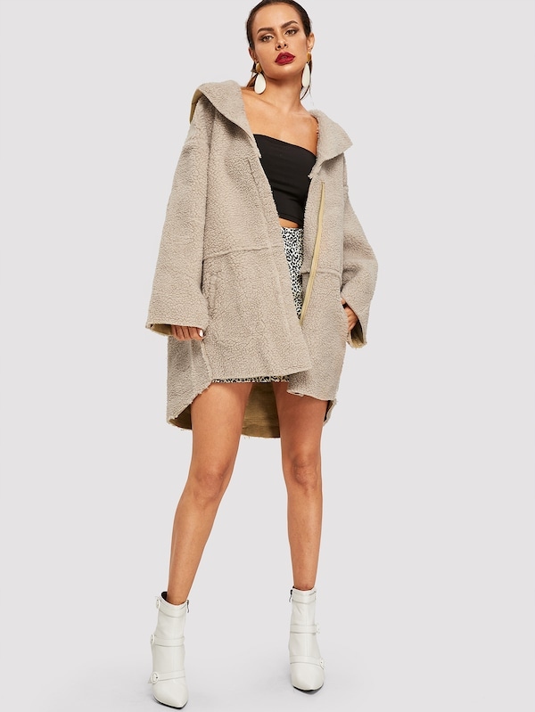 Kożuszek kurtka płaszczyk cappuccino długi teddy Rozmiar M