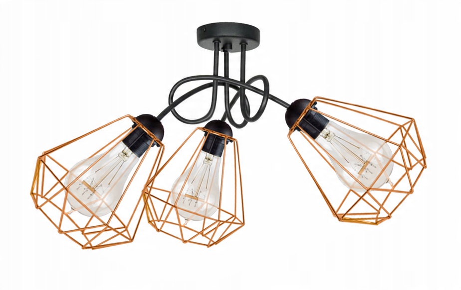 

Modna Sufitowa Lampa Żyrandol Diament Skręt Miedź