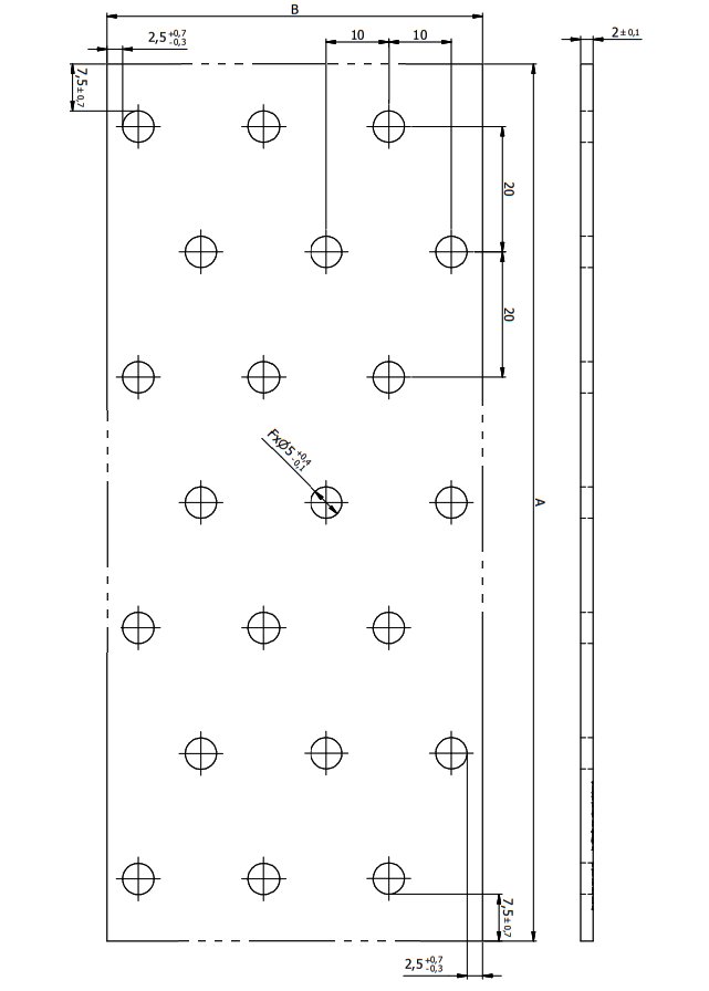 PP2 PŁYTKA PERFOROWANA ŁĄCZNIK PŁASKI 40x100 10szt Długość wkręta 100 mm