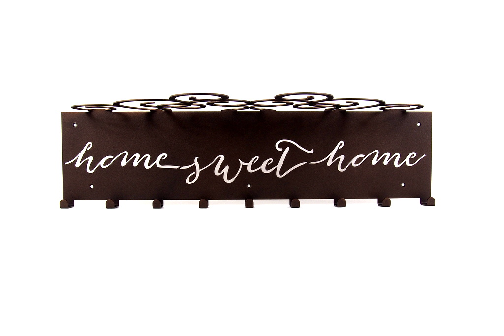 Polička s Věšákem na oblečení Nástěnné klíče kovová Zlatá hnědá Sweet Home