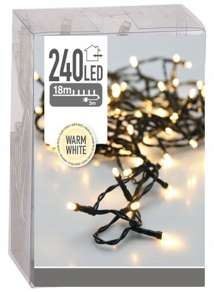

Lampki z zasilaczem białe Ciepłe 240LED długie