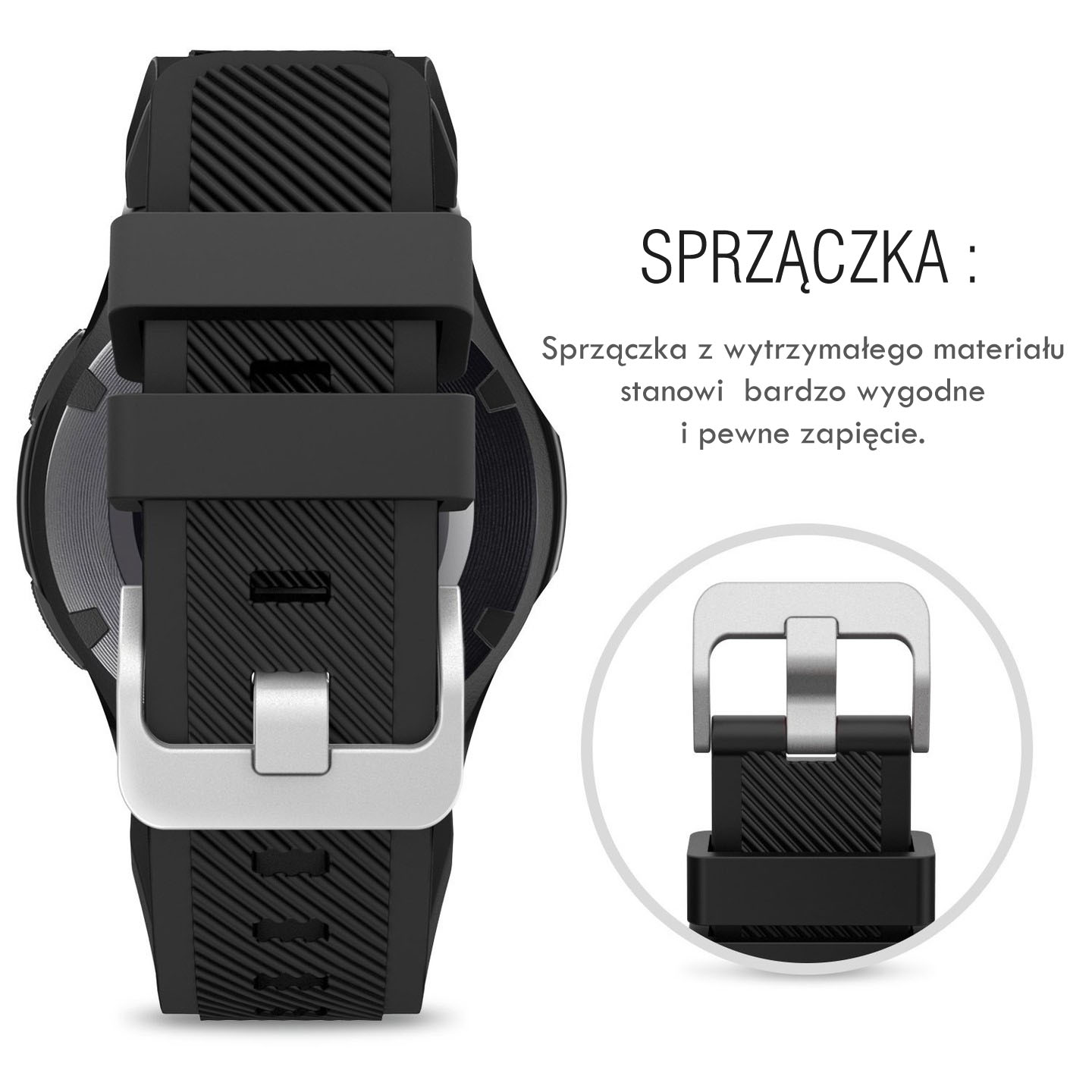 CZARNY Silikonowy Pasek SAMSUNG GALAXY WATCH 46mm Szerokość 22 mm