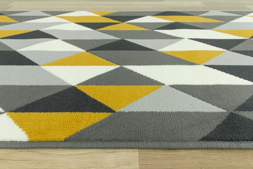 szer. 80 cm SZARY ŻÓŁTY CHODNIK DYWANOWY LUNA TRÓJKĄTY ROMBY NA KORYTARZ Długość 10 cm