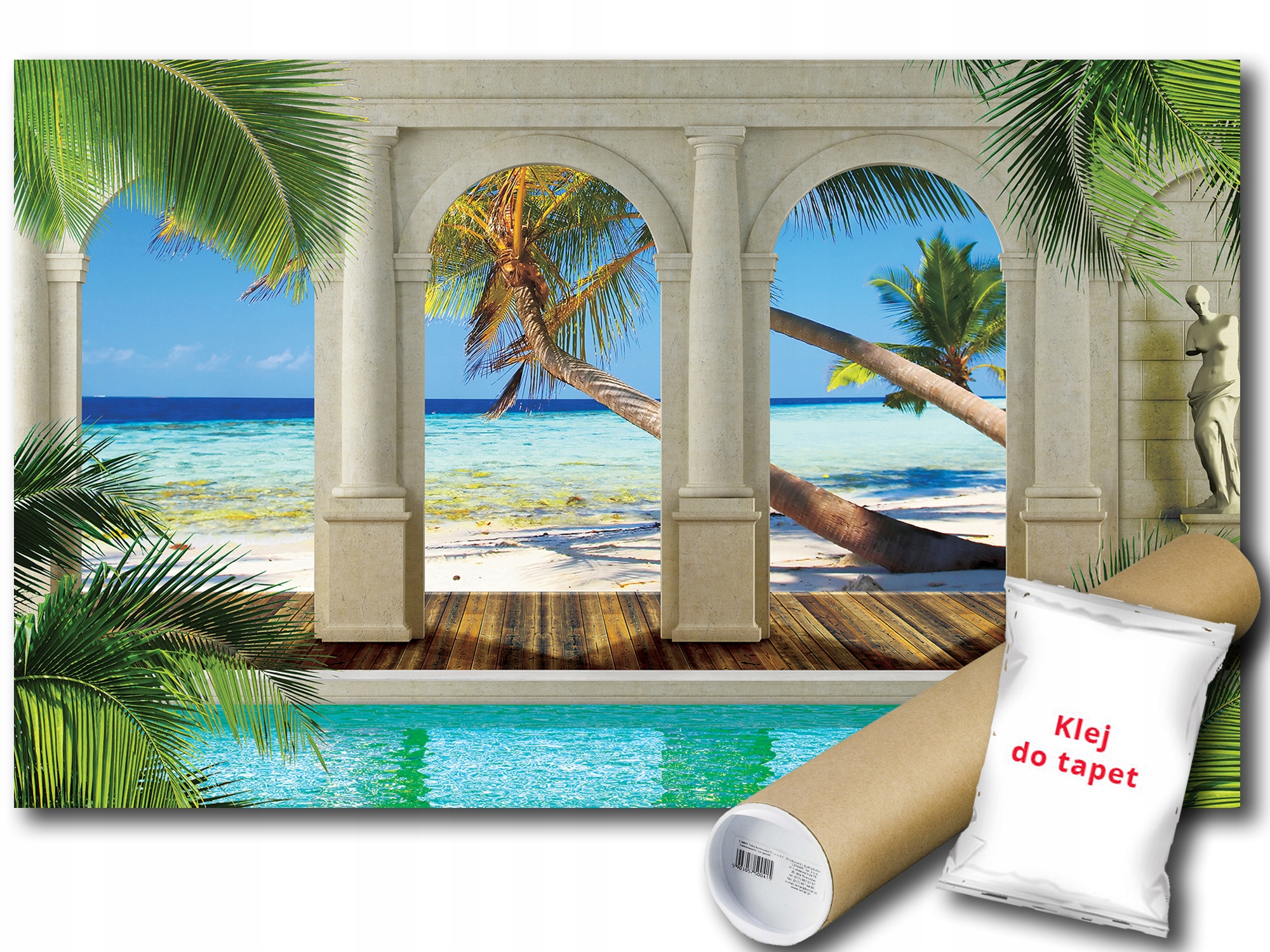 Fototapeta Teras Okno Palmy 3C V8 368x254 F1523