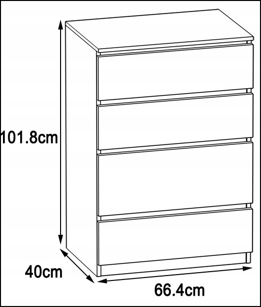 Komoda Szafka biała czarna 4 szuflady POŁYSK Liczba szuflad 4