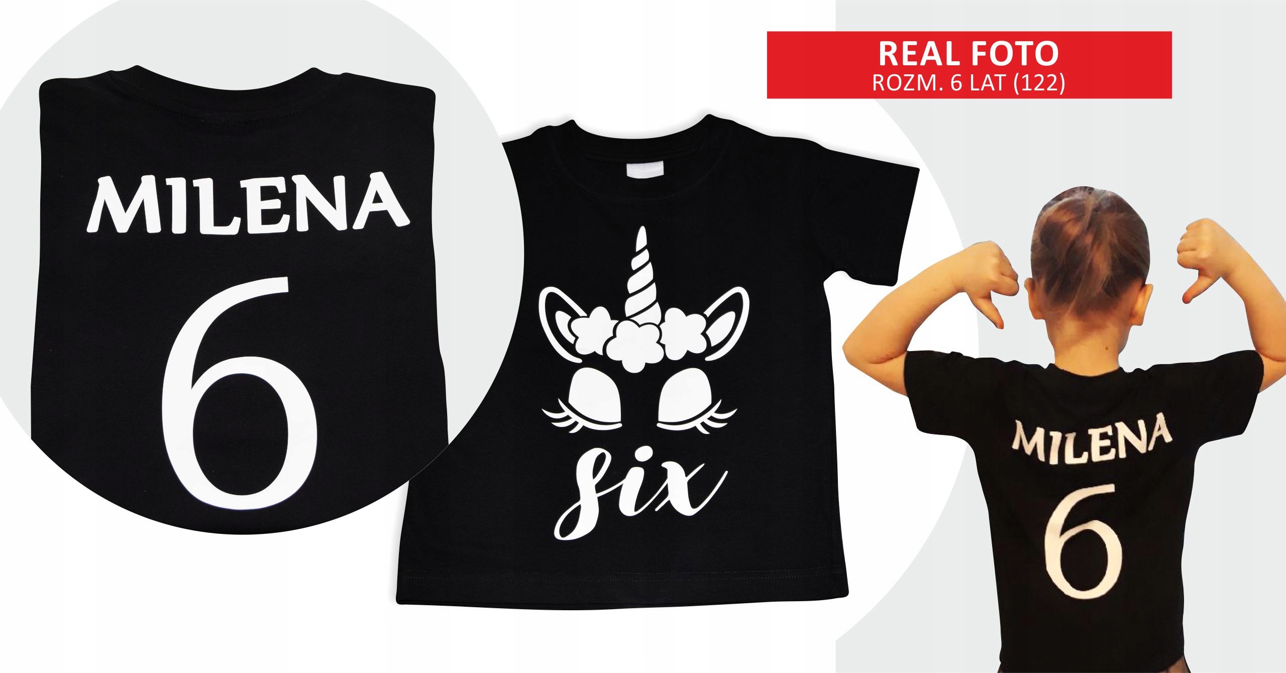 Koszulka z nadrukiem dziecięca NA URODZINY IMIĘ 6L Wiek dziecka 6 lat +