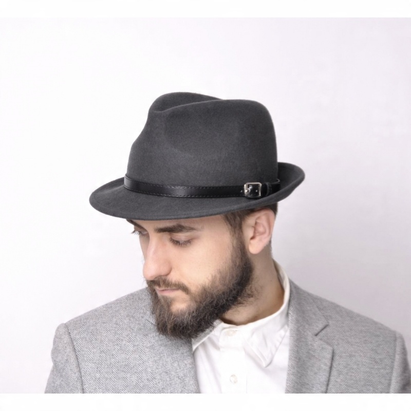 

Kapelusz męski fedora Richard 100% wełna 60 szary