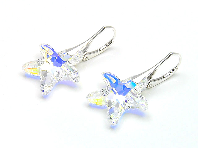 

925 Srebrne Kolczyki Swarovski Rozgwiazda Pudełko