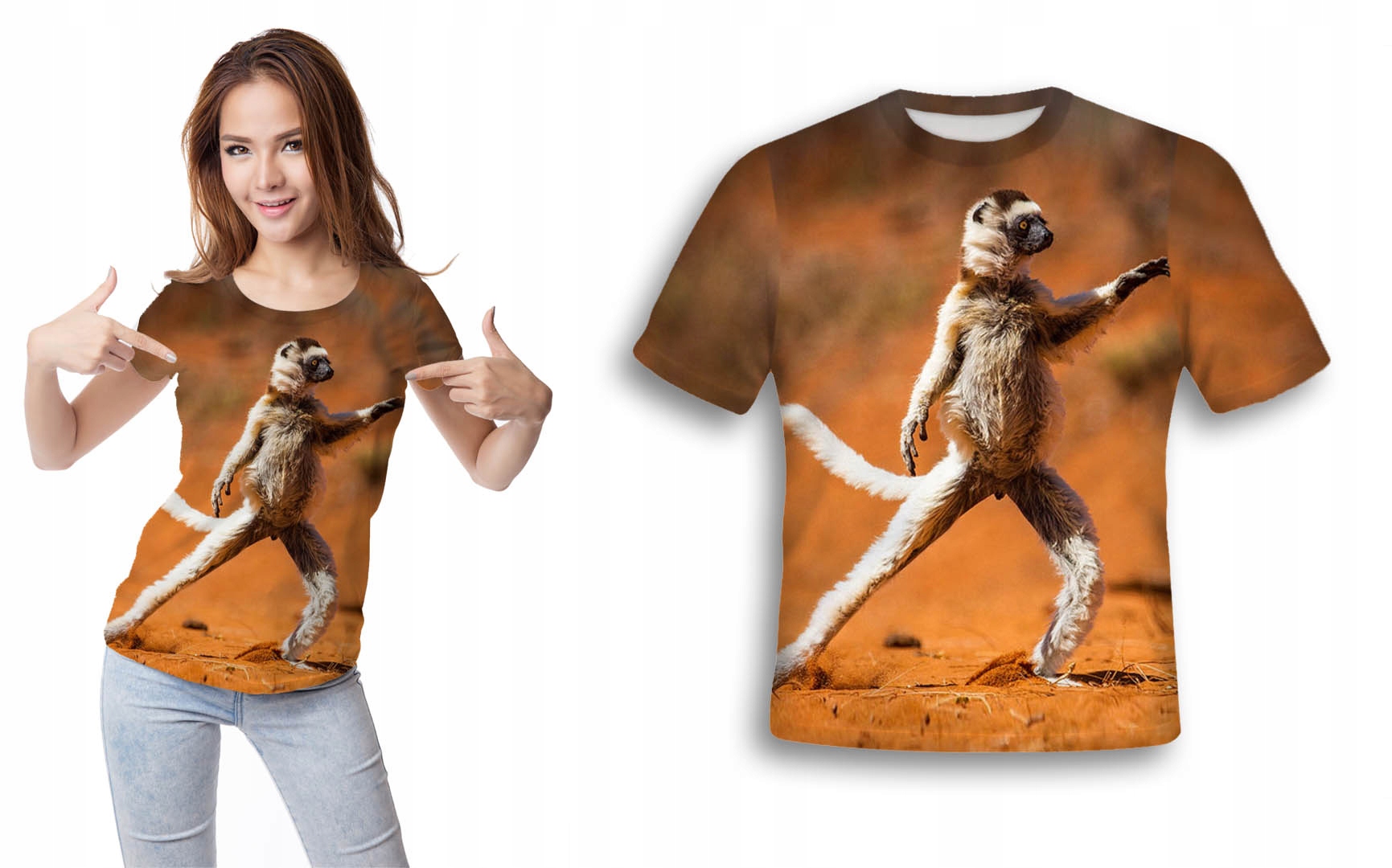 

Koszulka 3D Fullprint Lemur M Modna Trwała