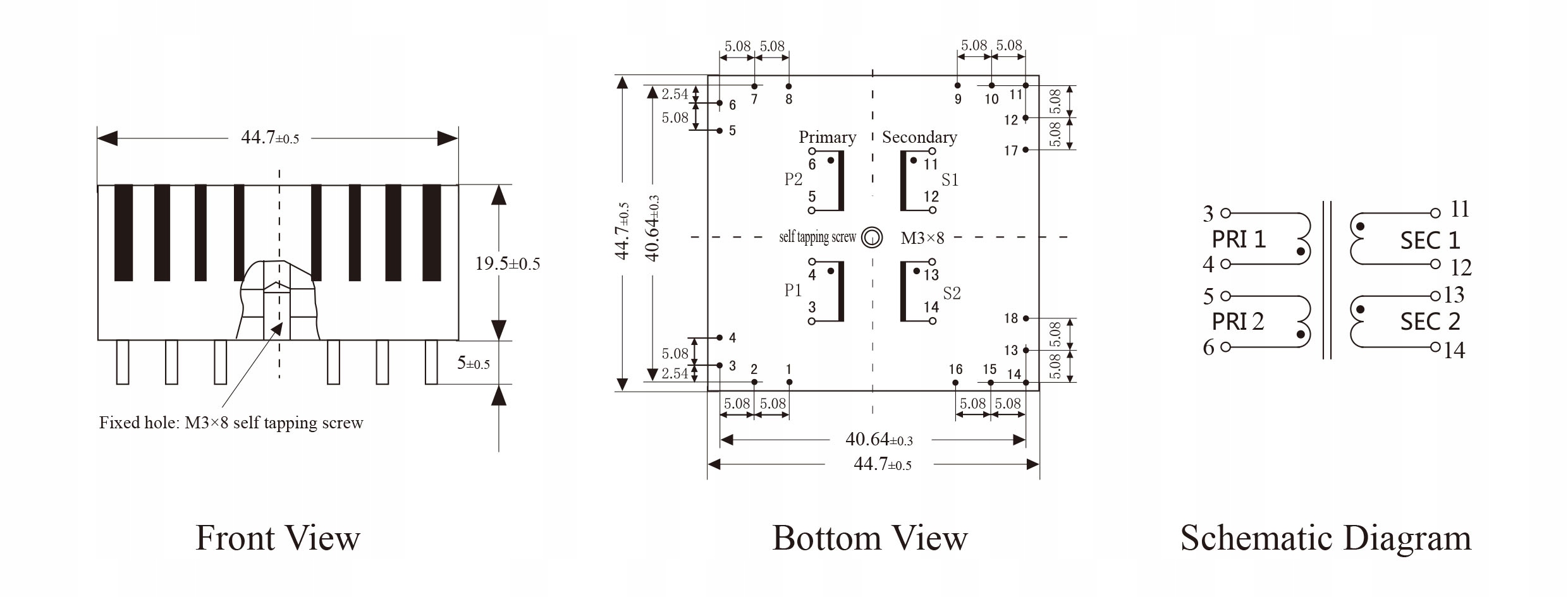 PTC3.2-3.2VA-115V*2/18V*2 Transformator EAN (GTIN) 7730356045853