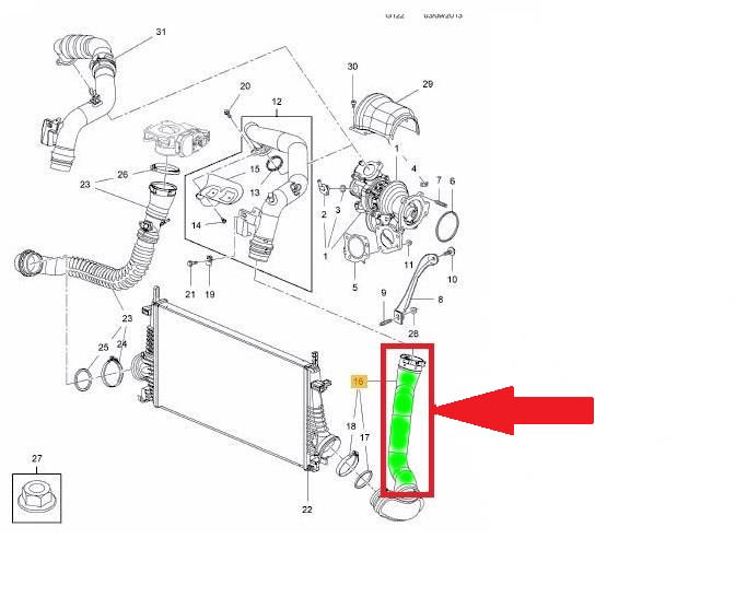 ТРУБКА ІНТЕРКУЛЕРА OPEL SAAB 2 . 0 T TURBO 13220160 Номер каталоге оригинальный 13220160 835273 foto 6