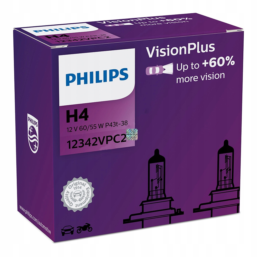 

Philips VisionPlus 60% H4 12V 60/55W P43t tekturow