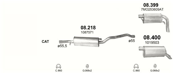 TŁUMIK ŚRODKOWY GALAXY SHARAN ALHAMBRA 08.218 Waga produktu z opakowaniem jednostkowym 12 kg