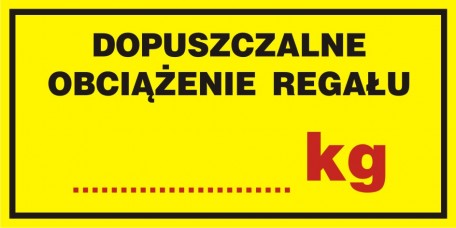 

Dopuszczalne obciążenie regału ....... kg 5x10 Pcv