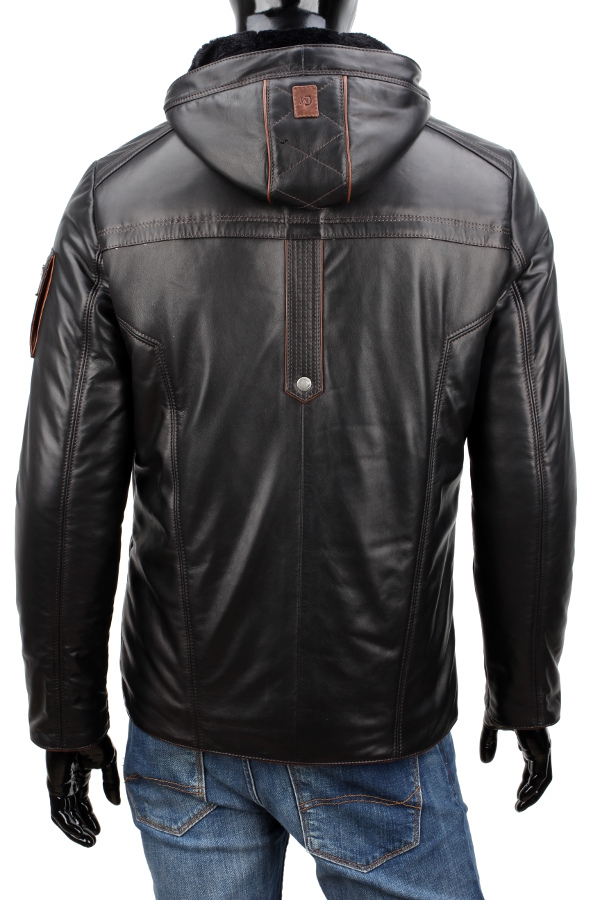 EKSKLUZYWNA Ciepła Kurtka Skórzana Męska z kapturem DORJAN AMD450 XXL Model Kurtka Skórzana Męska