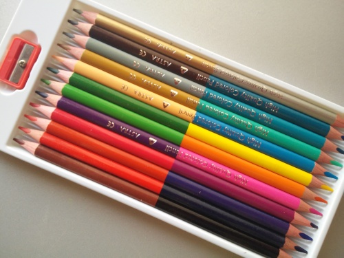 Kredki dwustronne trójkątne 12 szt=24 kolory Astra Marka Inna