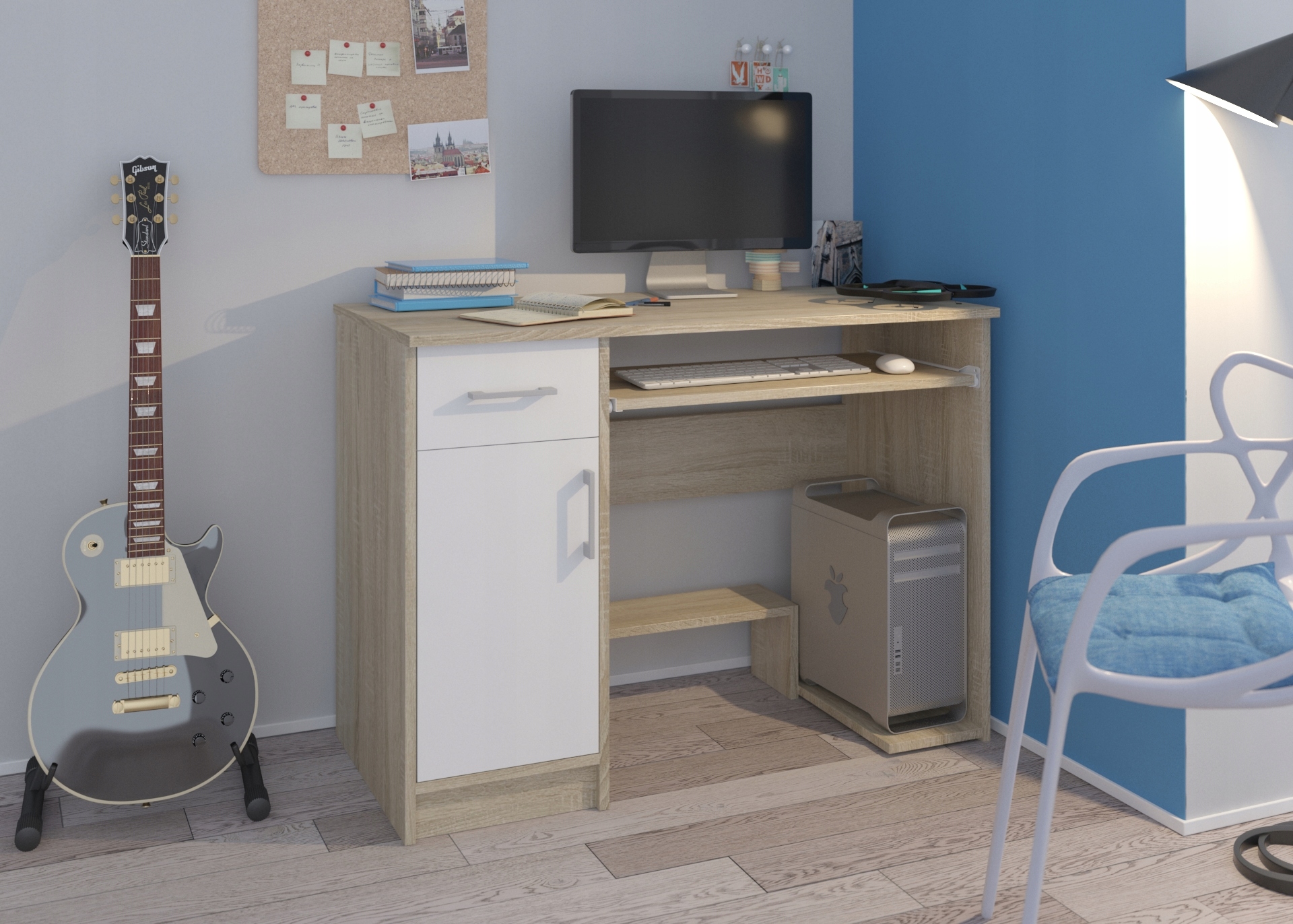 BIURKO KOMPUTEROWE 90 STOLIK LAPTOP SONOMA MIX N10 Kolor mebla dąb sonoma