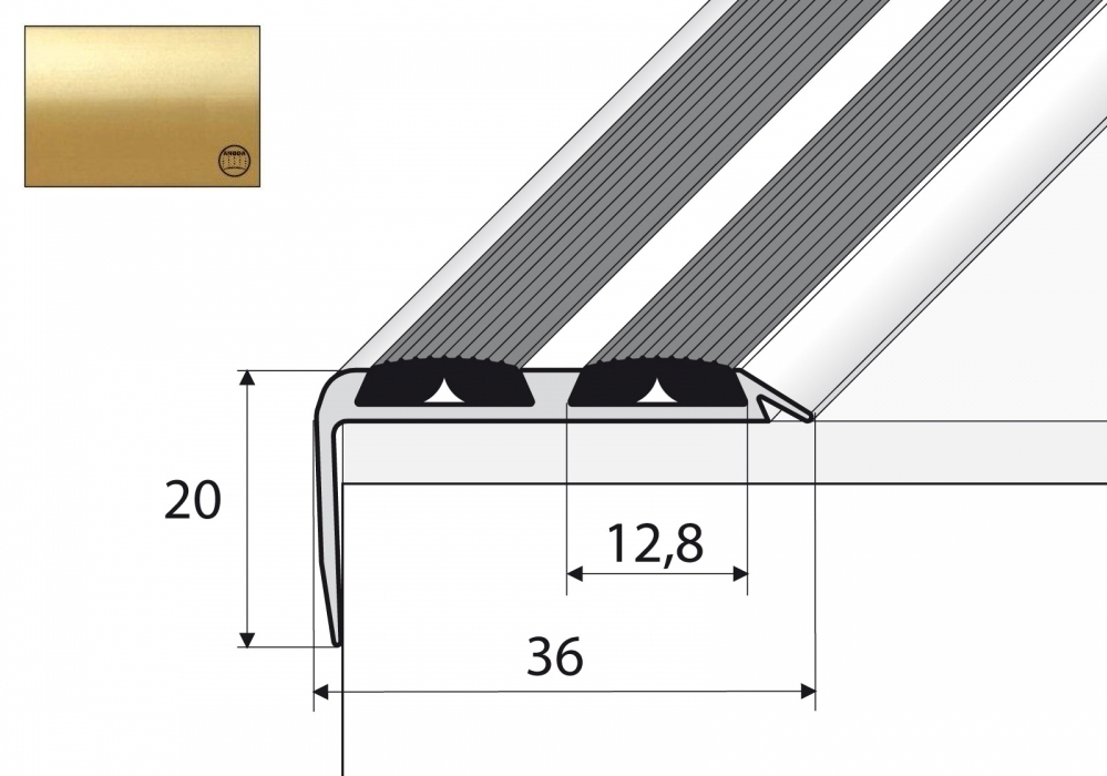 

Listwa schodowa A37N antypoślizgowa 90cm Złoto