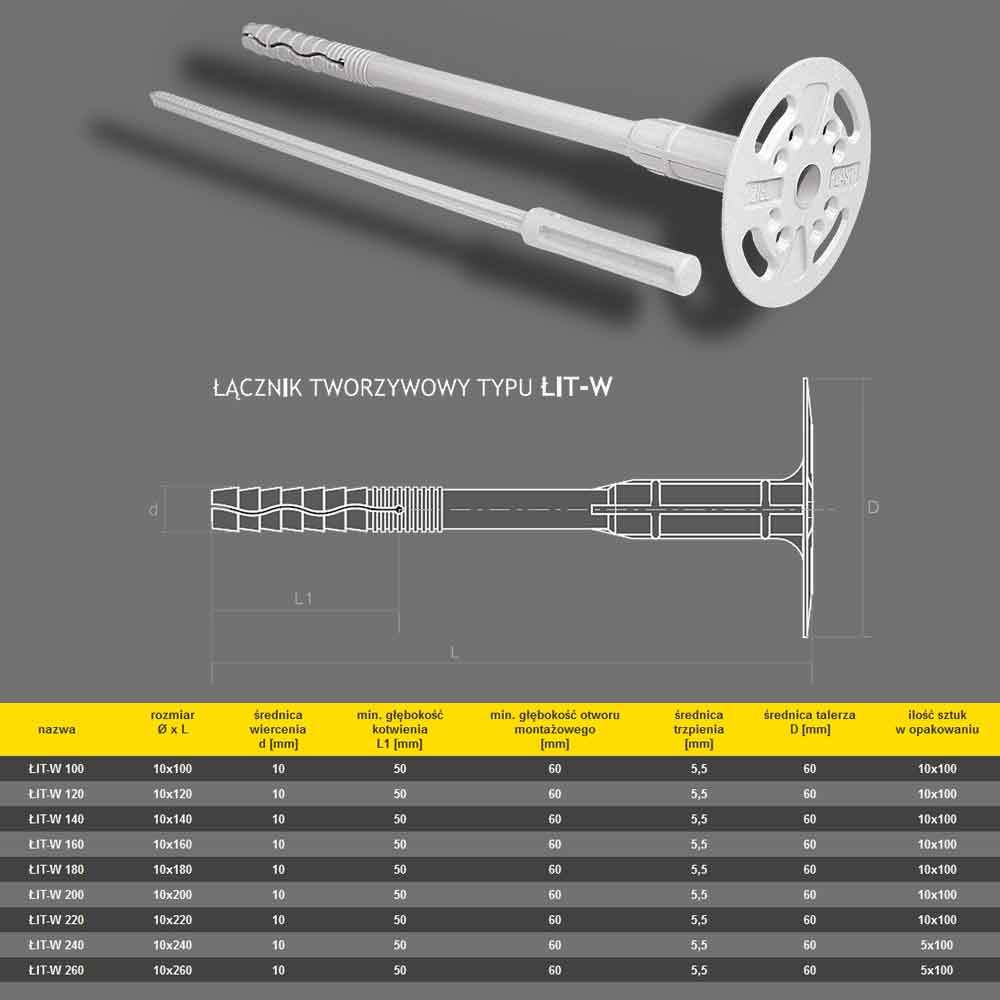 Kołki do styropianu dyble JAKOŚĆ - 24 cm 100 szt Producent Intermax