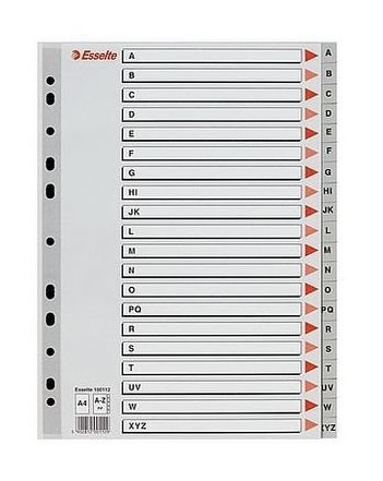 

Przekładki Esselte A4 Szare Maxi Alfabetyczne A-z